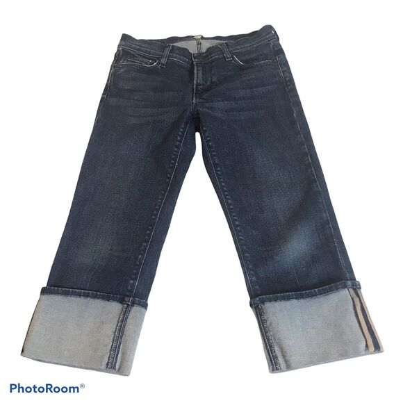 7 For All Mankind Crop Jeans Womens Sz 27 Mia Cuffed Embroidered Distressed USA - Picture 7 of 7